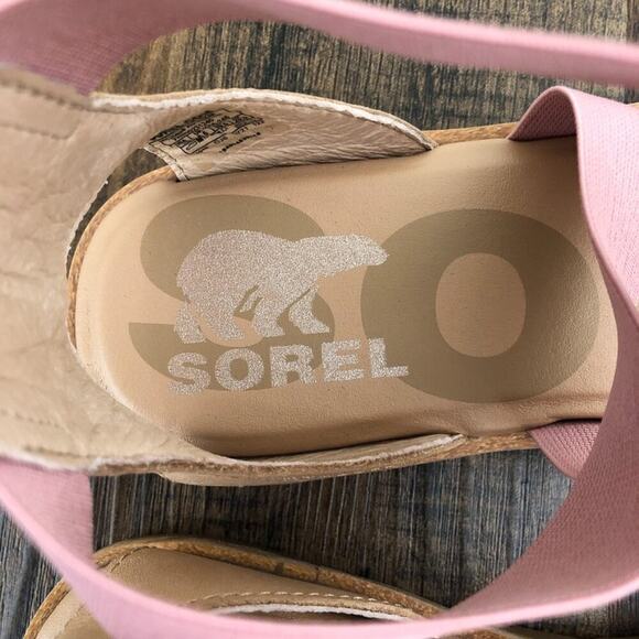 Sorel Ella II Strappy Leather Flat Sandal Vacation Cruise Size 8.5 Tan Pink - Picture 11 of 16